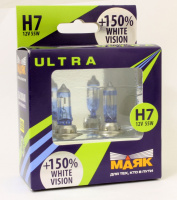 Лампы H7 12V55W МАЯК ULTRA White Vision +150% (2шт)