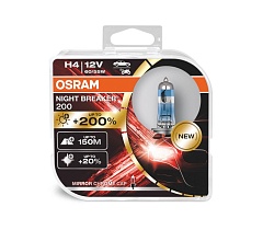 Лампы H4 12V55W OSRAM Night Breaker200 + 200% (64193NB200-HCB)