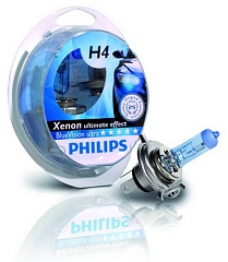Лампы H4 12V60/55W+W5W PHILIPS Blue Vision Ultra (4шт)